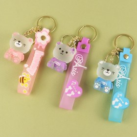 تصویر جا کلیدی حلقه نقره ای-خرسی love- کد 13 - 3 