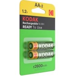 تصویر باتری قلمی قابل شارژ کداک مدل Kodak Rechargeable 2600mAh Ni-MH پک 2 عددی Kodak Rechargeable 2600mAh Ni-MH AA 2 pcs Battery