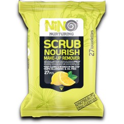 تصویر دستمال مرطوب پاک کننده آرایش نینو مدل Scrub Nourish بسته 27 عددی Nino Scrub Nourish Makeup Remover 27pcs