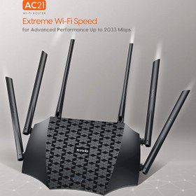 تصویر روتر دوبانده بی سیم تندا AC Tenda AC2100 Dualband Wi-Fi AC21 Router