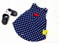 تصویر سارافون نخی نوزادی توپ توپی | با کیفیت و قیمت مناسب | سیسمونی شیدا رنگ سورمه ای 