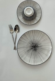 تصویر بشقاب پلو خوری چینی خطی مشکی برند دنی هوم 