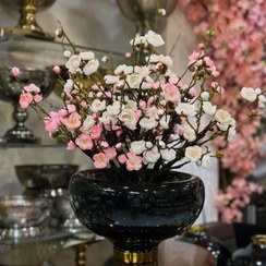 تصویر گلدان شیشه ای رومیزی لب فلزی کد ۳۸ کوچک 