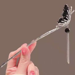 تصویر کانزاشی مو فلزی لاکچری پروانه مشکی 