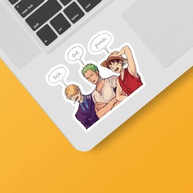 تصویر استیکر لپ تاپ و موبایل گوفی طرح انیمه وان پیس مدل Luffy,Sanji,Zoro 