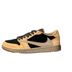 تصویر کتونی جردن 1 کاستوم دارک موکا Jordan 1 Travis Scott x dark mocha custom Low OG 