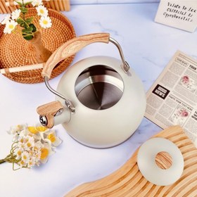 تصویر کتری وارداتی داخل استیل رویه چدن - سفید Kettle