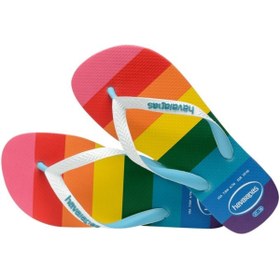 تصویر دمپایی چند رنگ زنانه تیراندازی انگشت پراید بالا Allover Blue Havaianas 