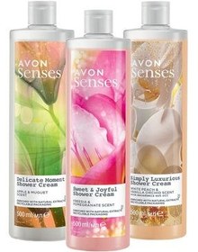 تصویر Avon ژل حمام معطر سنس موگ سیب و هلو سفید و وانیل و گل ریحان و انار 