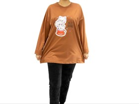 تصویر بلوز لانگ گربه فنجونی - قرمز 