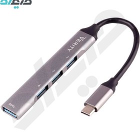 تصویر هاب 4 پورت USB3.0 با سری Type-C وریتی مدل H410 verity h410