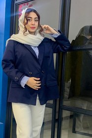 تصویر کت زنانه با آستر سورمه ای کد (7147) Women's jacket with navy lining