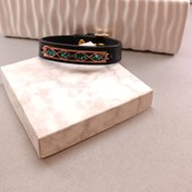 تصویر دستبند چرم با خرج کار فیروزه کوبی 