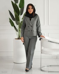 تصویر کت و شلوار زنانه فاستونی مدل روژدا سایز ۳۶ تا ۴۶ رنگ سرمه ای 