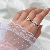 تصویر انگشتر طرح قفل و کلید ۲ عددی از استیل 