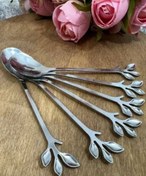 تصویر قاشق چنگال طرح برگ مرباخوری 