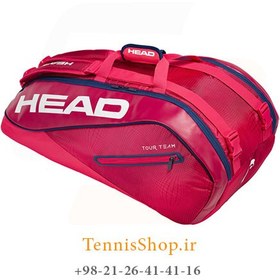 تصویر ساک تنیس 9 راکته مدل Tour Team 2019 برند Head رنگ قرمز سرمه ای 