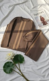 تصویر ست بافت دو خط - قهوه ای 