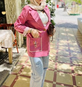 تصویر کت لینن صورتی 