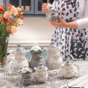 تصویر ست جاادویه و پاسماوری ۷ پارچه گل برجسته لب طلایی تانگو 