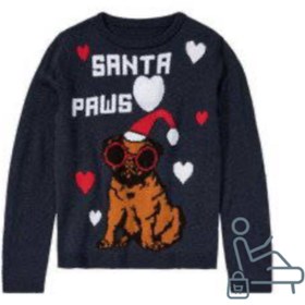 تصویر ژاکت بافت Pepperts آلمان سری کریسمس سرمه ای طرح سگ 