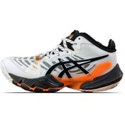 تصویر کفش والیبال اسیکس متارایز توکیو سفید مشکی نارنجی 