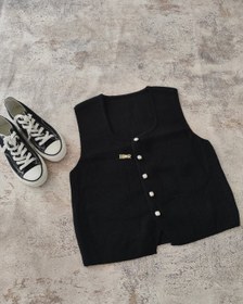 تصویر جلیقه بافت - مشکی 