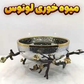 تصویر میوه خوری وزرا مدل لوتوس مشکی ظرف بلور آبگز پایه آلومینیوم قابل شستشو 