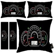 تصویر پشتی صندلی خودرو مدل R9-40918 بسته 2 عددی به همراه کاور کمربند ایمنی و کوسن رنس مشکی 