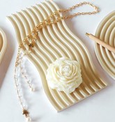 تصویر سینی و استند مدل موج مناسب دکوری و عکاسی سایز کوچک و بزرگ - سفید / بزرگ 