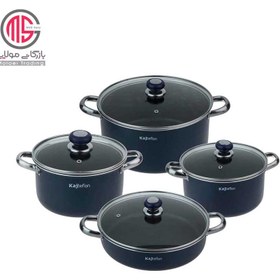 تصویر سرویس پخت و پز 8 پارچه کاج تفلون مدل روژان Kaj Teflon Rozhan Cookware Set_8 PCS