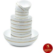 تصویر سرویس ۱۳ پارچه پیاله چینی زرین ایران طرح هدیه طلایی 