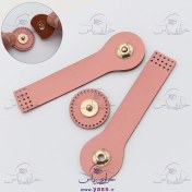 تصویر بندک چرمی صورتی مگنت طلایی (آهنربایی) 