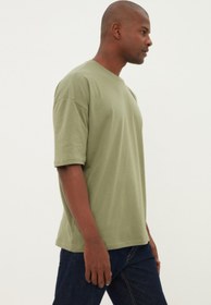 تصویر تیشرت آستین کوتاه مردانه سبز برند trendyol man TMNSS22TS0318 Haki Erkek Basic %100 Pamuklu Bisiklet Yaka Oversize Kısa Kollu T-Shirt TMNSS22TS0318