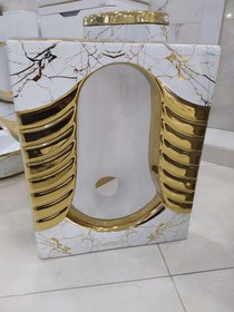 تصویر کاسه توالت ایرانی سفید طلایی کد۱۱۸ 