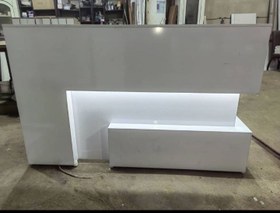تصویر کانتر پذیرش سفید مینیمال S215 با نور مخفی - 120 L-Shape Modern
