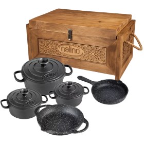 تصویر سرویس قابلمه چدن 8 پارچه نالینو مدل Fico Nalino Cast-Iron Fico Cookware Set 8 Pieces