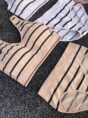 تصویر ست شورت و نیمتنه زنانه کد ۱۲۳ | نیم‌تنه کاپ‌دار + شورت اسلیپ فری سایز 