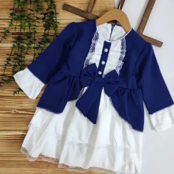 تصویر پیراهن پرنسسی دخترانه با کد 1379 - آبی کاربنی / 40 1379