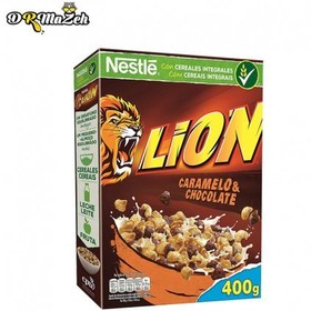 تصویر غلات صبحانه کاراملی و شکلاتی نستله لیون 400 گرمی - nestle lion 