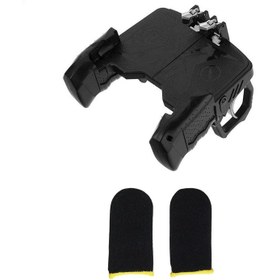 تصویر دسته بازی PUBG مدل K21 به همراه آستین کنترل کننده انگشت PUBG Gamepad Model K21 with Finger Controller Sleeve
