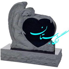 تصویر کتیبه تاج گرانیت مشکی طرح فرشته و قلب کد ۱۴ 