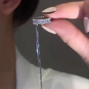 تصویر گوشواره ایرکاف نگین دار با زنجیر آویز 