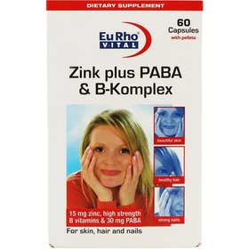 تصویر کپسول یورو ویتال زینک پلاس پابا و ب کمپلکس 60 عدد ا Eurho Vital Zink Plus Paba & B-Komplex 60 Capsules Eurho Vital Zink Plus Paba & B-Komplex 60 Capsules