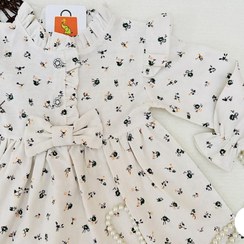 تصویر سارافون بچگانه دخترانه گل گلی جلو پاپیونی 