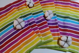 تصویر دستمال آشپزخانه سایز 50*50 طرح چهارخانه و رنگین کمان برند مارال یزد 