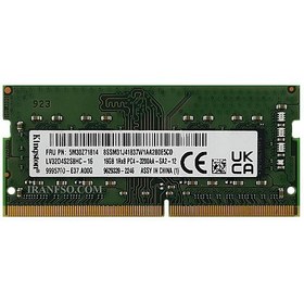 تصویر رم لپ تاپ DDR4 تک کاناله 2666 مگاهرتز CL17 کینگستون مدل PC4-19200 ظرفیت 16 گیگابایت+در حد نو+6 ماه گارانتی 