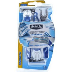 تصویر خودتراش مردانه 4 تیغه بسته 3 عددی شیک مدل Schick Quattro Titanium Schick Quattro Titanium 4 blade men razor 3Pcs