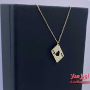 تصویر گردنبند دل بازی پاسور کد 101075 با جنس استیل رنگ طلایی 