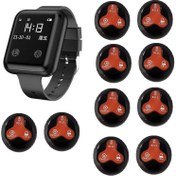 تصویر پیجر ساعتی فراخوان گارسون لمسی با ۱۰ عدد پیجر رومیزی سه دکمه 